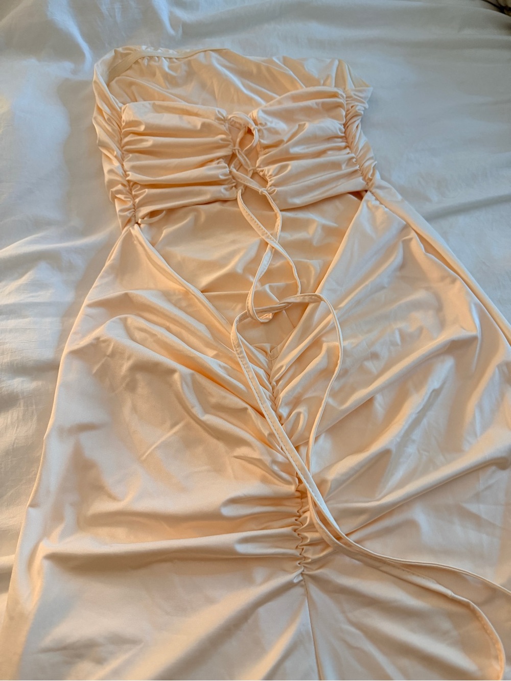 SHEIN Strapless Lace-Up Back Cream Maxi Dress - Picture 6 of 6